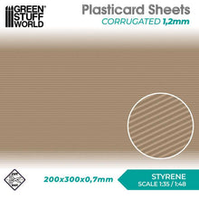 Load image into Gallery viewer, Green Stuff World: Textured Styrene Plasticard Sheet - Corrugated (1.2mm) - ModelBricks