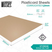 Load image into Gallery viewer, Green Stuff World: Textured Styrene Plasticard Sheet - Corrugated (1.2mm) - ModelBricks