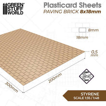 Load image into Gallery viewer, Green Stuff World: Textured Styrene Plasticard Sheet - Paving Brick (8x18mm) - ModelBricks