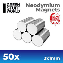 Load image into Gallery viewer, Green Stuff World: Neodymium Disc Magnets (N52) - 50pc - ModelBricks