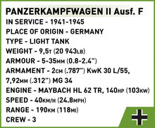 Load image into Gallery viewer, Panzerkampfwagen II Ausf. F brick tank model - COBI 2597 - 812 bricks