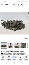 Load image into Gallery viewer, 1:35th Scale Bundle Offer - Grey - 1000 Bricks, 450 Slabs, 64 Curbstones, 300 Stone Wall Blocks, 1200 Cobblestones and 200g Grey Cement - ModelBricks