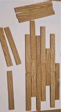 Load image into Gallery viewer, 20 1:12th Scale Real Oak Reclaimed Style Floorboards 10cm Long x 1.2cm wide x 0.3cm Thick - Unvarnished - ModelBricks