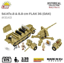 Load image into Gallery viewer, SD.Kfz.8 towing 8.8cm Flak 36 brick model - COBI 3143 - 975 bricks - ModelBricks