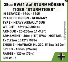 Load image into Gallery viewer, Sturmmorser Tiger "Sturmtiger" brick tank model - COBI-2585 - 1100 bricks