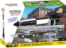 Load image into Gallery viewer, V2 rocket on Meiller vehicle brick model - COBI 3120 - 1210 bricks EXECUTIVE EDITION