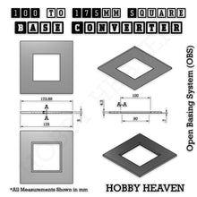 Load image into Gallery viewer, Square to Square Bases Size Converters 3d Print Full Range - ModelBricks
