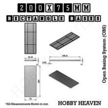 Load image into Gallery viewer, Rectangle Bases Range Sizes - 125x50mm to 200x175mm Large Sizes 3d Print Full Range Tabletop Games - ModelBricks
