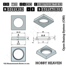Load image into Gallery viewer, Round to Square Bases Shape and Size Converters 3d Print Full Range - ModelBricks
