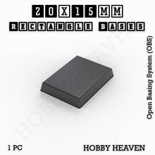 Load image into Gallery viewer, Rectangle Bases Range Sizes - 20x15mm to 75x25mm Small Sizes 3d Print Full Range Tabletop Games - ModelBricks
