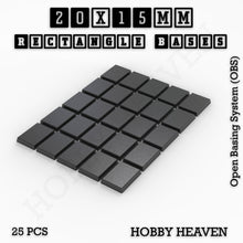 Load image into Gallery viewer, Rectangle Bases Range Sizes - 20x15mm to 75x25mm Small Sizes 3d Print Full Range Tabletop Games - ModelBricks

