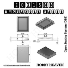 Load image into Gallery viewer, Rectangle Bases Range Sizes - 20x15mm to 75x25mm Small Sizes 3d Print Full Range Tabletop Games - ModelBricks

