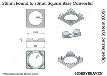 Load image into Gallery viewer, 25mm Round to 25mm Square Bases Converters 3d Print - ModelBricks
