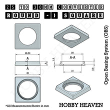Load image into Gallery viewer, Round to Square Bases Shape and Size Converters 3d Print Full Range - ModelBricks
