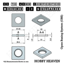 Load image into Gallery viewer, Round to Square Bases Shape and Size Converters 3d Print Full Range - ModelBricks
