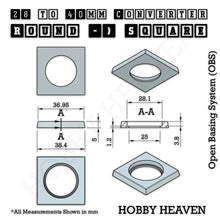 Load image into Gallery viewer, Round to Square Bases Shape and Size Converters 3d Print Full Range - ModelBricks
