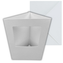 Load image into Gallery viewer, 10 Pack A6 White Rounded Top Square Aperture Card Blanks &amp; Envelopes, Tri-Fold - 300gsm - ModelBricks
