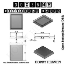 Load image into Gallery viewer, Rectangle Bases Range Sizes - 20x15mm to 75x25mm Small Sizes 3d Print Full Range Tabletop Games - ModelBricks
