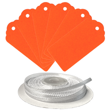 Load image into Gallery viewer, 100 Rectangle Scalloped Gift Tags with White Satin Ribbon - 21 Colours Christmas - ModelBricks
