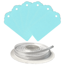 Load image into Gallery viewer, 100 Rectangle Scalloped Gift Tags with White Satin Ribbon - 21 Colours Christmas - ModelBricks
