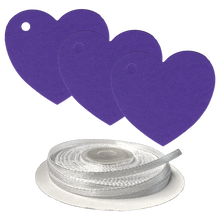 Load image into Gallery viewer, 100 Heart Shaped Gift Tags with White Satin Ribbon -  21 Colours, Birthday Xmas - ModelBricks
