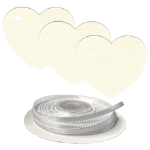 Load image into Gallery viewer, 100 Heart Shaped Gift Tags with White Satin Ribbon -  21 Colours, Birthday Xmas - ModelBricks
