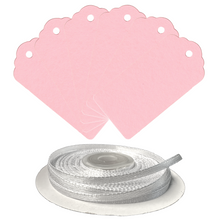 Load image into Gallery viewer, 100 Rectangle Scalloped Gift Tags with White Satin Ribbon - 21 Colours Christmas - ModelBricks
