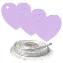 Load image into Gallery viewer, 100 Heart Shaped Gift Tags with White Satin Ribbon -  21 Colours, Birthday Xmas - ModelBricks
