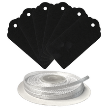 Load image into Gallery viewer, 100 Rectangle Scalloped Gift Tags with White Satin Ribbon - 21 Colours Christmas - ModelBricks
