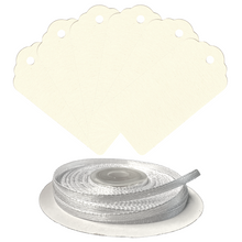 Load image into Gallery viewer, 100 Rectangle Scalloped Gift Tags with White Satin Ribbon - 21 Colours Christmas - ModelBricks
