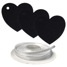 Load image into Gallery viewer, 100 Heart Shaped Gift Tags with White Satin Ribbon -  21 Colours, Birthday Xmas - ModelBricks
