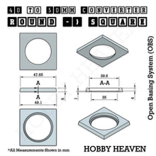 Load image into Gallery viewer, Round to Square Bases Shape and Size Converters 3d Print Full Range - ModelBricks

