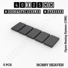 Load image into Gallery viewer, Rectangle Bases Range Sizes - 20x15mm to 75x25mm Small Sizes 3d Print Full Range Tabletop Games - ModelBricks
