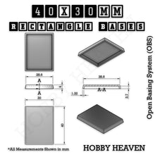 Load image into Gallery viewer, Rectangle Bases Range Sizes - 20x15mm to 75x25mm Small Sizes 3d Print Full Range Tabletop Games - ModelBricks
