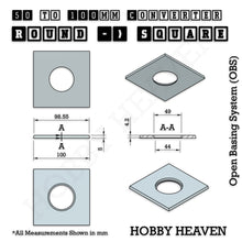 Load image into Gallery viewer, Round to Square Bases Shape and Size Converters 3d Print Full Range - ModelBricks
