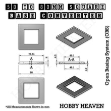 Load image into Gallery viewer, Square to Square Bases Size Converters 3d Print Full Range - ModelBricks
