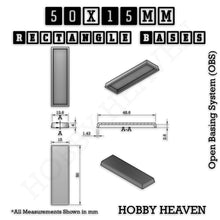 Load image into Gallery viewer, Rectangle Bases Range Sizes - 20x15mm to 75x25mm Small Sizes 3d Print Full Range Tabletop Games - ModelBricks
