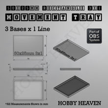 Load image into Gallery viewer, Rectangle Movement Trays | Cavalry &amp; Monsters | 50×25-100×60mm | OBS System - ModelBricks
