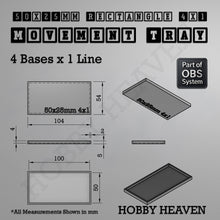 Load image into Gallery viewer, Rectangle Movement Trays | Cavalry &amp; Monsters | 50×25-100×60mm | OBS System - ModelBricks
