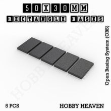 Load image into Gallery viewer, Rectangle Bases Range Sizes - 20x15mm to 75x25mm Small Sizes 3d Print Full Range Tabletop Games - ModelBricks
