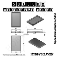 Load image into Gallery viewer, Rectangle Bases Range Sizes - 20x15mm to 75x25mm Small Sizes 3d Print Full Range Tabletop Games - ModelBricks
