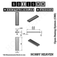 Load image into Gallery viewer, Rectangle Bases Range Sizes - 20x15mm to 75x25mm Small Sizes 3d Print Full Range Tabletop Games - ModelBricks
