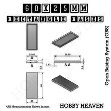 Load image into Gallery viewer, Rectangle Bases Range Sizes - 20x15mm to 75x25mm Small Sizes 3d Print Full Range Tabletop Games - ModelBricks
