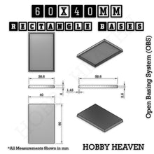 Load image into Gallery viewer, Rectangle Bases Range Sizes - 20x15mm to 75x25mm Small Sizes 3d Print Full Range Tabletop Games - ModelBricks
