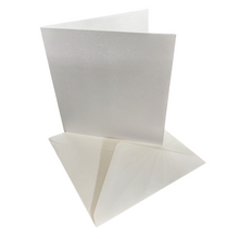 Load image into Gallery viewer, 50 Pack - 6x6 Pearl White Card Blanks &amp; White Envelopes - 300gsm - ModelBricks
