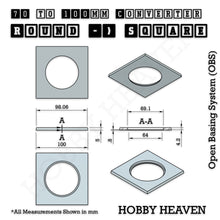 Load image into Gallery viewer, Round to Square Bases Shape and Size Converters 3d Print Full Range - ModelBricks
