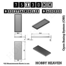 Load image into Gallery viewer, Rectangle Bases Range Sizes - 75x30mm to 125x40mm Medium Sizes 3d Print Full Range Tabletop Games - ModelBricks
