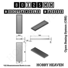 Load image into Gallery viewer, Rectangle Bases Range Sizes - 75x30mm to 125x40mm Medium Sizes 3d Print Full Range Tabletop Games - ModelBricks
