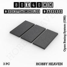 Load image into Gallery viewer, Rectangle Bases Range Sizes - 75x30mm to 125x40mm Medium Sizes 3d Print Full Range Tabletop Games - ModelBricks
