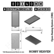 Load image into Gallery viewer, Rectangle Bases Range Sizes - 75x30mm to 125x40mm Medium Sizes 3d Print Full Range Tabletop Games - ModelBricks
